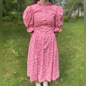 Vintage pink cotton authentic Austrian Dirndl dress